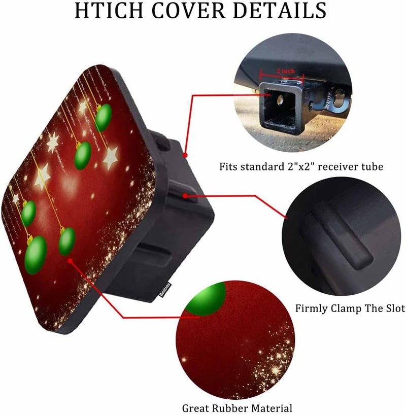 Beabes Christmas Car Towing Hitch Covers Blur Christmas Ball Stars Sparkle 2" Receiver Hitch Cover, Hitch Cover Protects Your Trailer Hitch Receiver from Dirt Water and Rust - Image 3